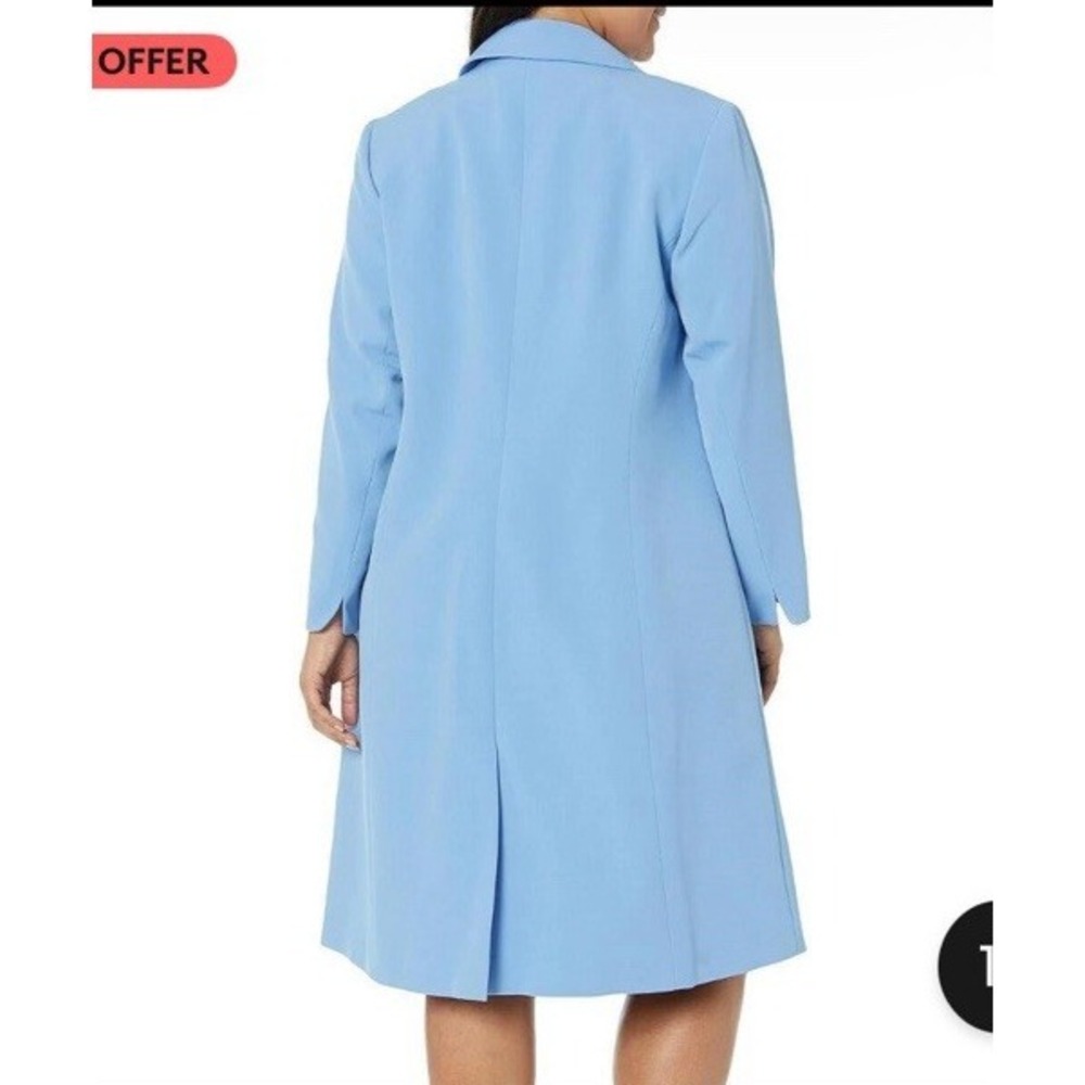 Le Suit Woman 24W Blue Chambray Crepe Dress‎ Suit Long Jacket Career Wedding NWT - Picture 2 of 16